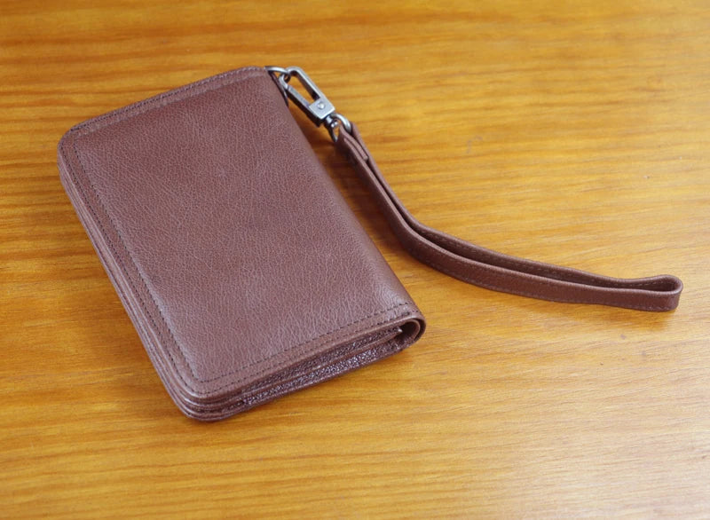 Carteira de couro genuíno do vintage dos homens carteira longa bolsa de embreagem masculino clipes de dinheiro zip em torno do saco de dinheiro titular do cartão