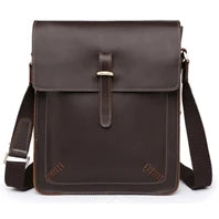 Bolsa de ombro masculina de lona militar vintage + couro genuíno, bolsa crossbody, bolsa mensageiro de lona para lazer
