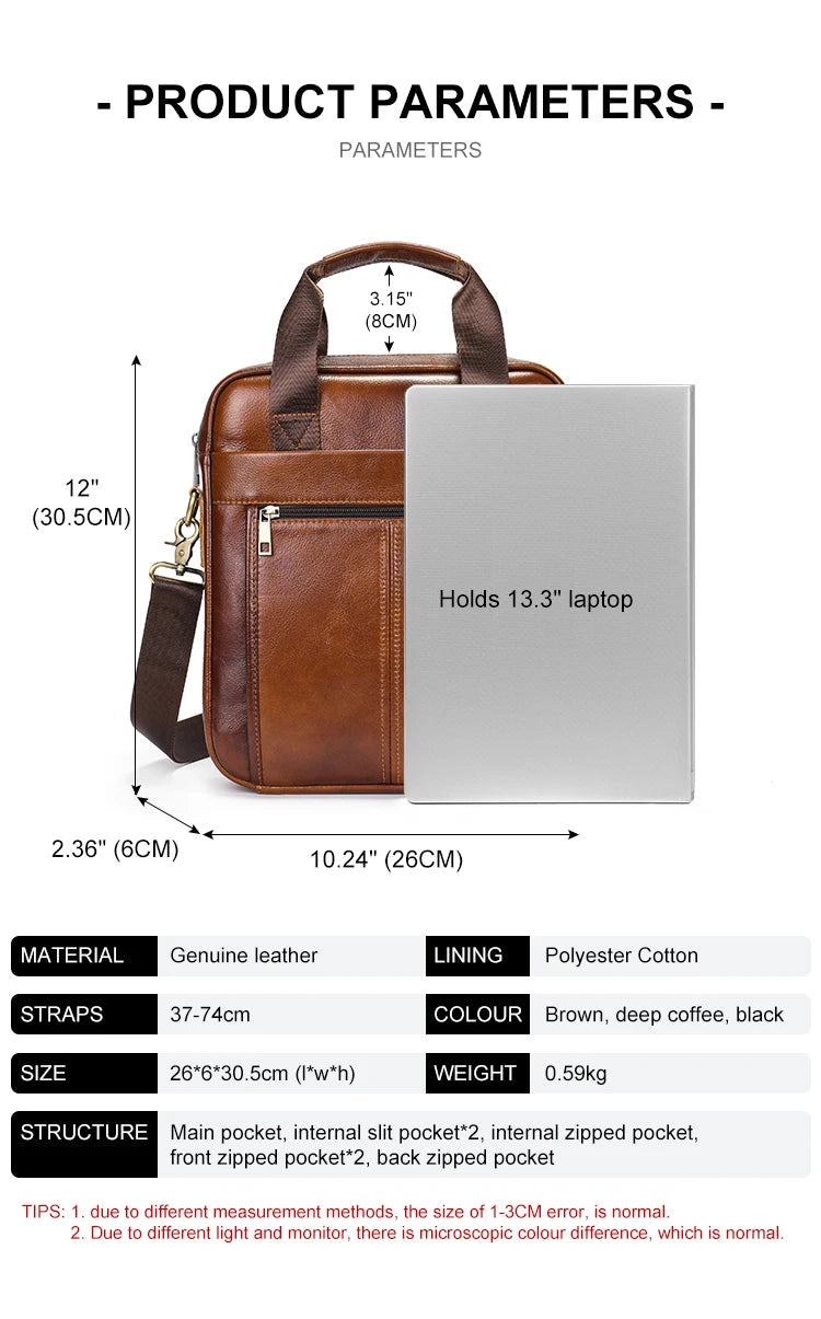 Westal Couro Genuíno Crossbody Messenger Bag, Sacos de Ombro dos homens, 13.3 "Laptop Pasta, Homem Bolsas, 8577