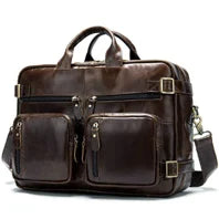 Maleta de couro genuíno para homens, vintage, cavalo louco, trabalho, negócios, ombro, bolsa de mensageiro, bolsa masculina, M088, 15 "bolsa para laptop