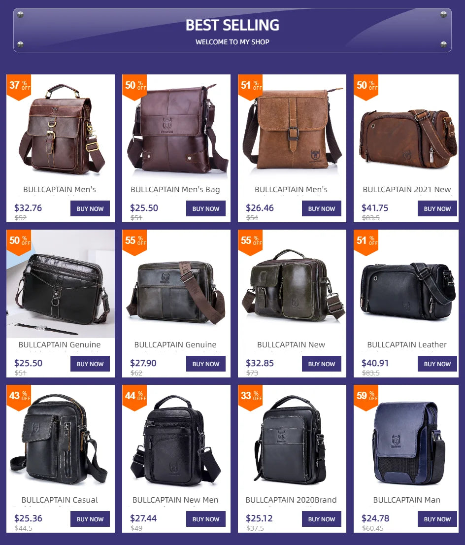BULLCAPTAIN-Bolsa De Ombro De Couro Genuíno Para Homens, Bolsa Multifuncional Tablet, Bolsa Crossbody Casual, Couro De Vaca Retro, 7.9"