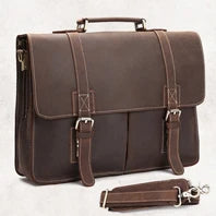 Pasta de couro genuíno de alta qualidade para homens, bolsa de negócios, couro crazy horse, grande, 17 polegadas, bolsa para laptop, porta-pasta masculina, estojo de escritório
