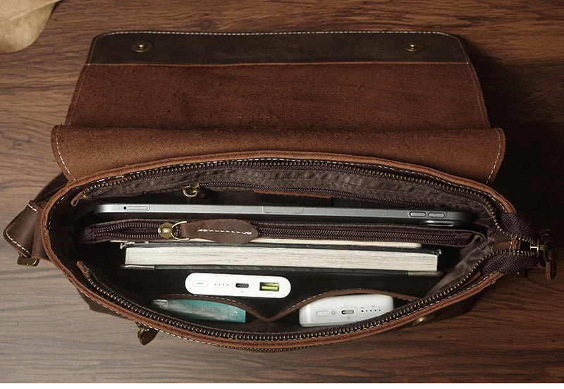 NUKA Couro Genuíno Bolsa de Ombro Retro Original Couro Horizontal Crossbody Deluxe Flap Messenger Bags Para 11 Polegada Ipad