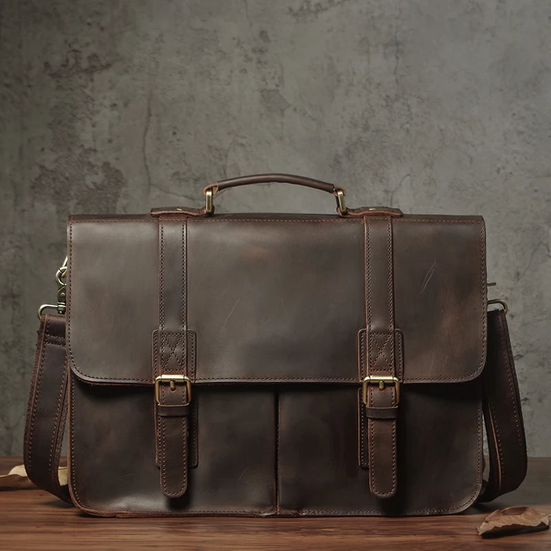 Nuka maleta executiva masculina de couro genuíno bolsa de negócios superior do vintage bolsa de ombro homem escritório portátil saco do mensageiro