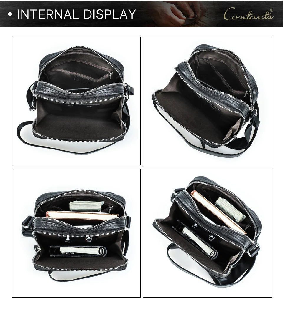 Contact's bolsa mensageiro masculina de couro genuíno, bolsa de ombro vintage para ipad mini de 7.9 polegadas, bolsa crossbody masculina de alta qualidade