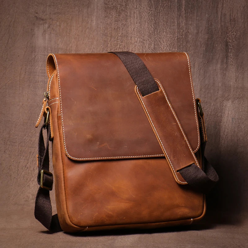Guro bolsa de ombro de couro genuíno dos homens do vintage clássico aleta sacos do mensageiro maior qualidade luxo crossbody para 12 Polegada ipad