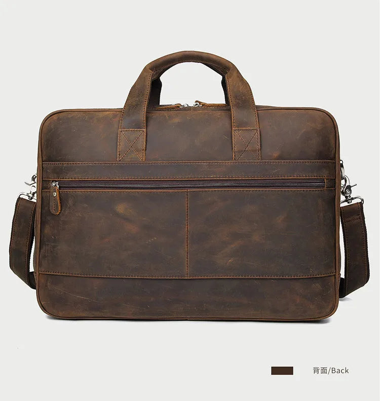 Pasta de couro genuíno de alta qualidade para homens, bolsa de negócios, couro crazy horse, grande, 17 polegadas, bolsa para laptop, porta-pasta masculina, estojo de escritório