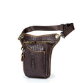 SCHLATUM-Couro Genuíno Motocicleta Fanny, Design Multifunções dos homens, Grão de Crocodilo, Pacote de cinto, Drop Leg Bag