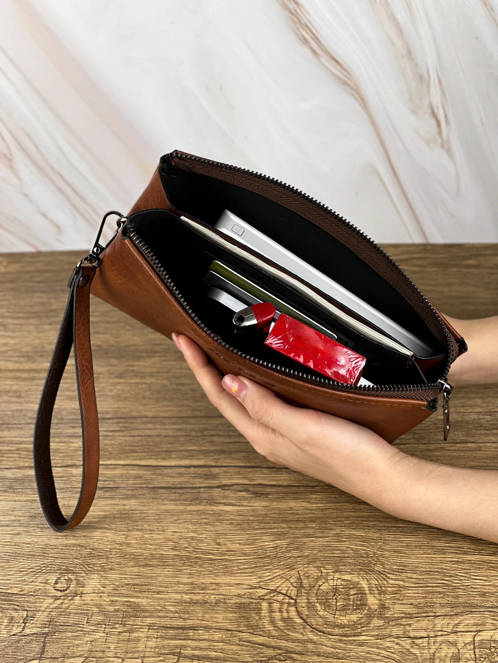 Moda simples retro masculino bolsa de embreagem carteira negócios grande capacidade saco de embreagem duplo compartimento zíper longo carteira saco de embreagem