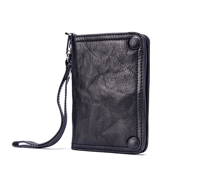 Carteira de couro genuíno do vintage dos homens carteira longa bolsa de embreagem masculino clipes de dinheiro zip em torno do saco de dinheiro titular do cartão