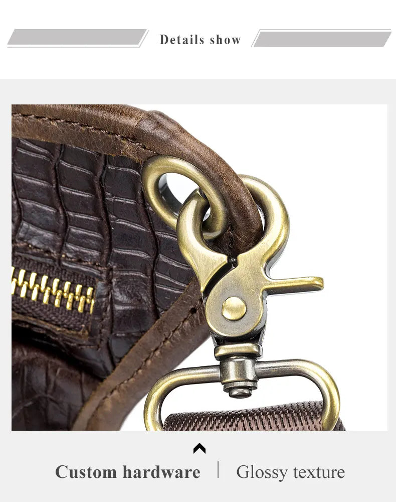SCHLATUM-Couro Genuíno Motocicleta Fanny, Design Multifunções dos homens, Grão de Crocodilo, Pacote de cinto, Drop Leg Bag