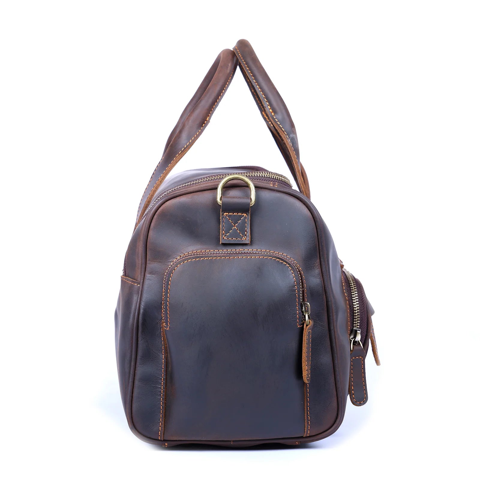 S.WORKER Bolsa de viagem vintage de couro genuíno Crazy Horse Bolsa de lona de couro masculina Bolsa de fim de semana Bolsa de ginástica Bagagem de mão