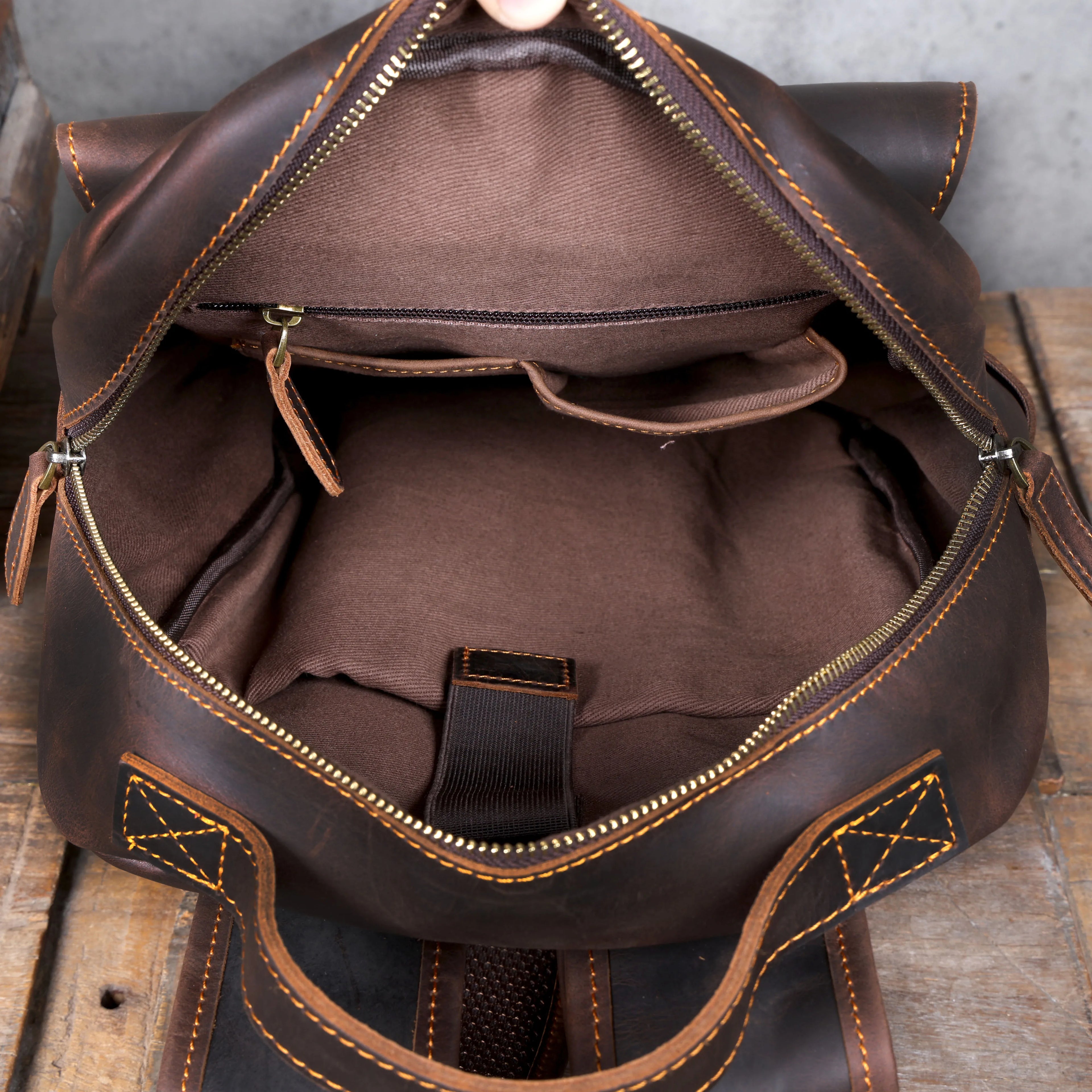 Mochila Vintage de Couro Genuíno S.WORKER, Bolsa para Laptop, Couro Crazy-horse, Mochila Escolar, Bolsa de Viagem para Fim de Semana