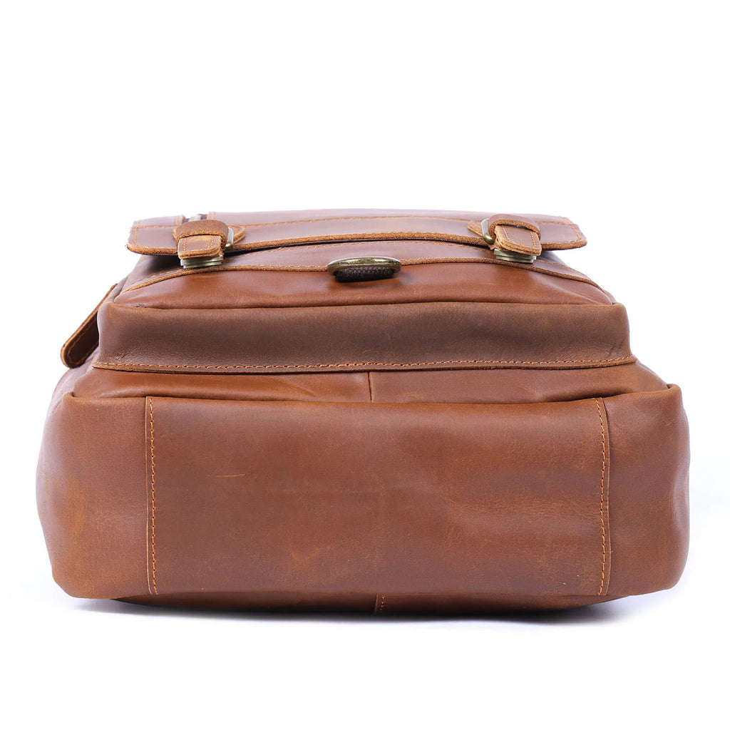 Mochila Vintage de Couro Genuíno S.WORKER, Bolsa para Laptop, Couro Crazy-horse, Mochila Escolar, Bolsa de Viagem para Fim de Semana