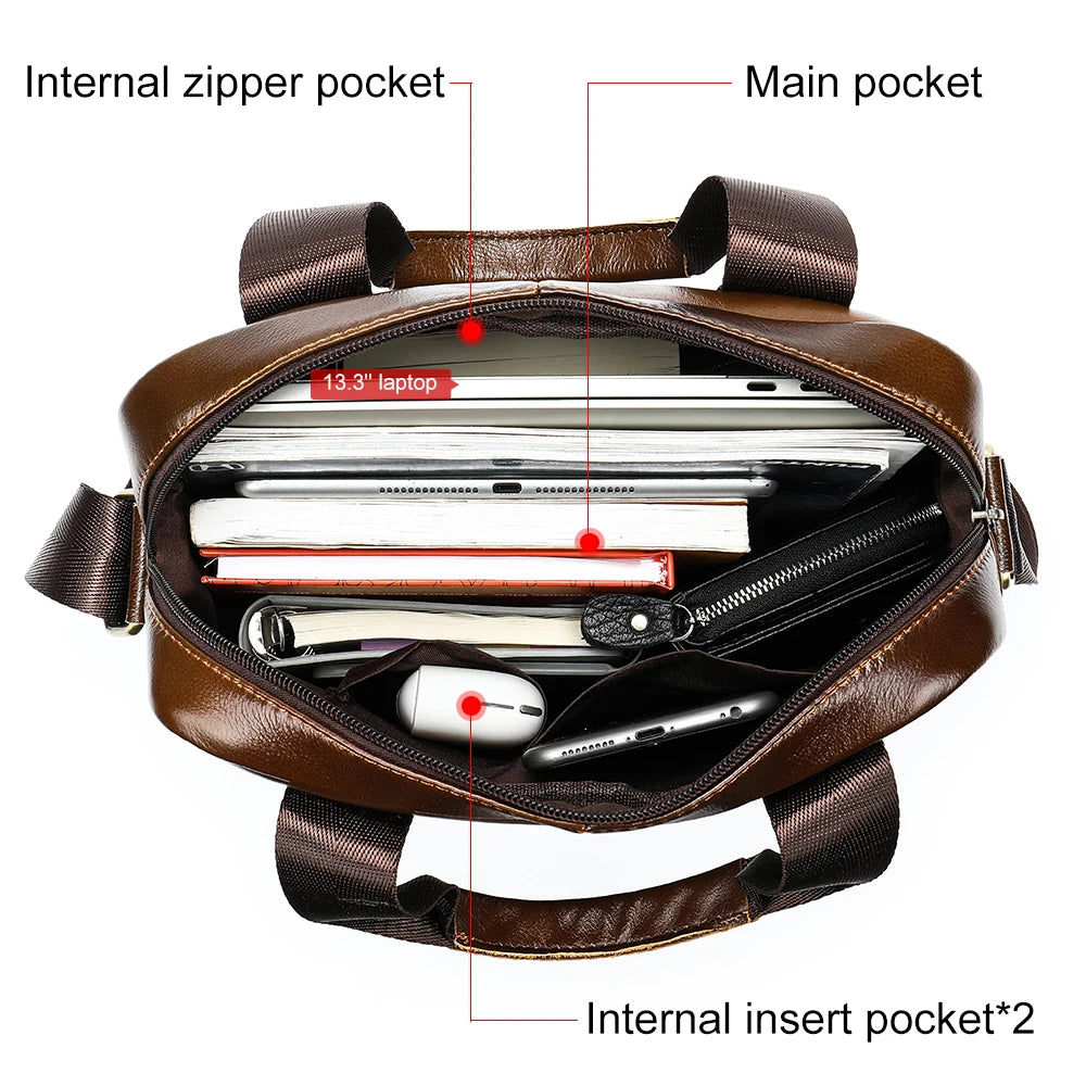 Westal Couro Genuíno Crossbody Messenger Bag, Sacos de Ombro dos homens, 13.3 "Laptop Pasta, Homem Bolsas, 8577