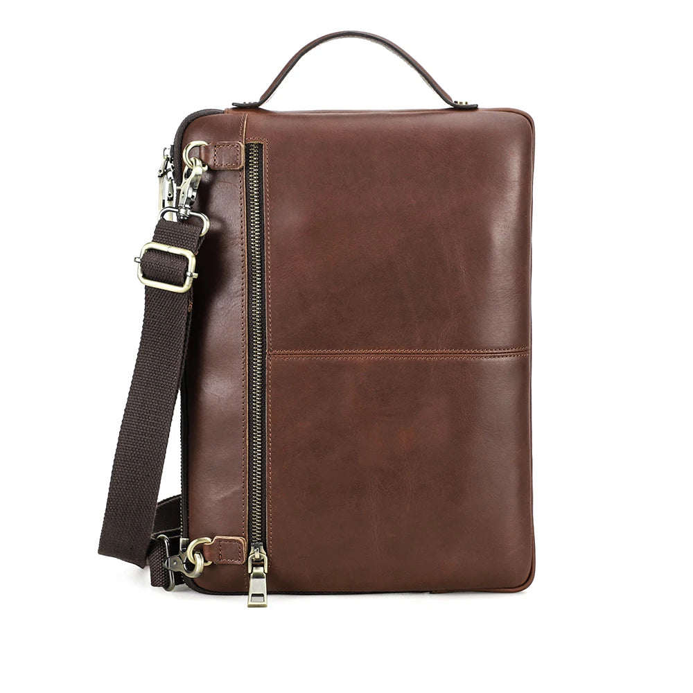Bolsa de couro genuíno para laptop, bolsa para macbook pro air 14 13, bolsa crossbody, bolsa de negócios com alça de ombro