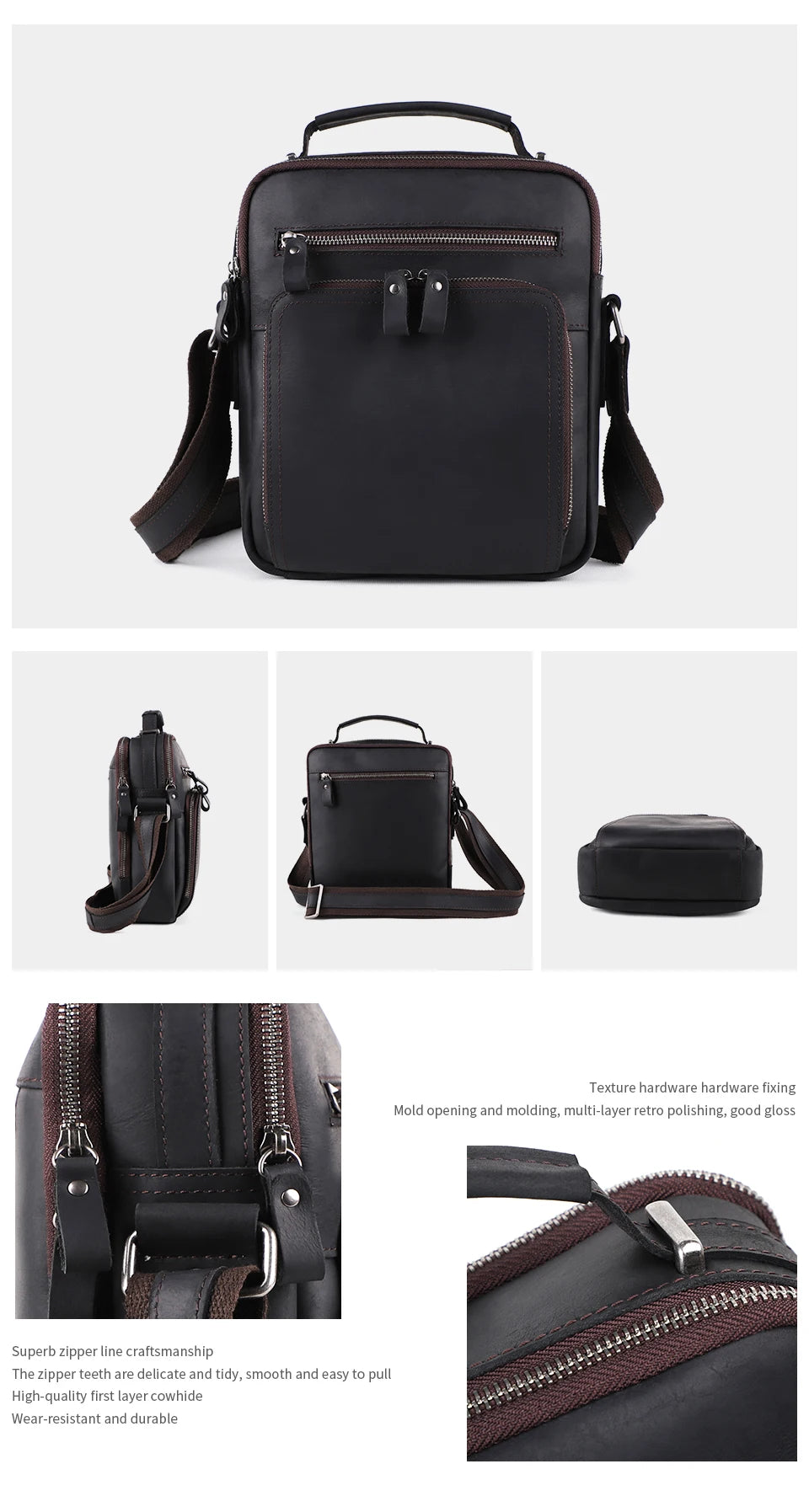 Joyir novo couro genuíno dos homens do vintage bolsas pequena aleta bolsa de ombro casual escritório mensageiro sacos moda crossbody saco
