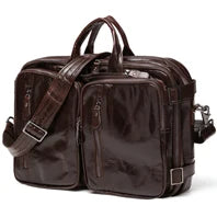 Pasta de couro genuíno de alta qualidade para homens, bolsa de negócios, couro crazy horse, grande, 17 polegadas, bolsa para laptop, porta-pasta masculina, estojo de escritório