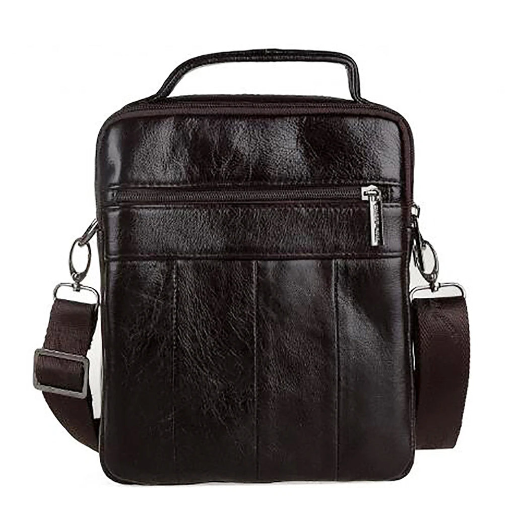 Bolsa Transversal Masculina de Couro Genuíno para Negócios, Pasta Casual de Couro Bovino, Bolsa de Mão Masculina com Alça Superior