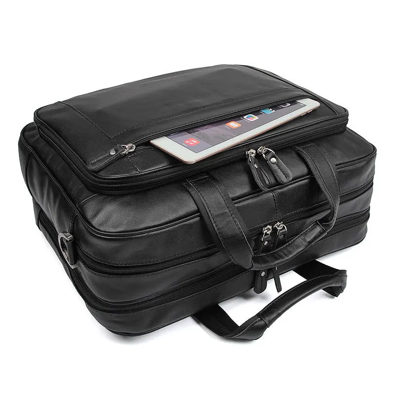 Pasta de couro genuíno de alta qualidade para homens, bolsa de negócios, couro crazy horse, grande, 17 polegadas, bolsa para laptop, porta-pasta masculina, estojo de escritório