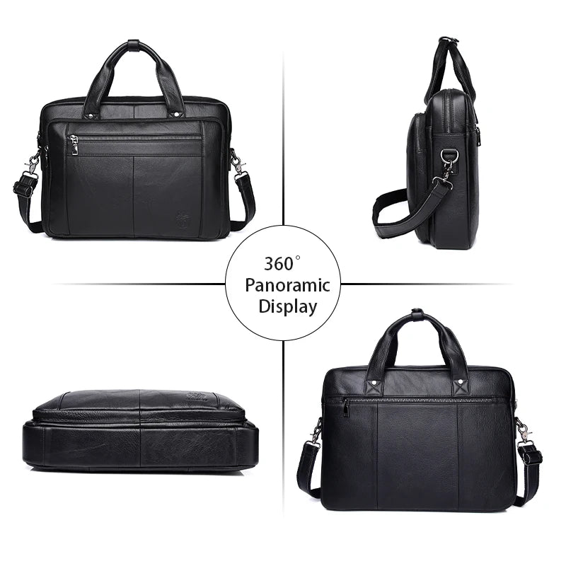Schlatum pastas de negócios de couro genuíno preto para homens bolsas de luxo portátil maleta sacos 16 polegada saco do computador escritório