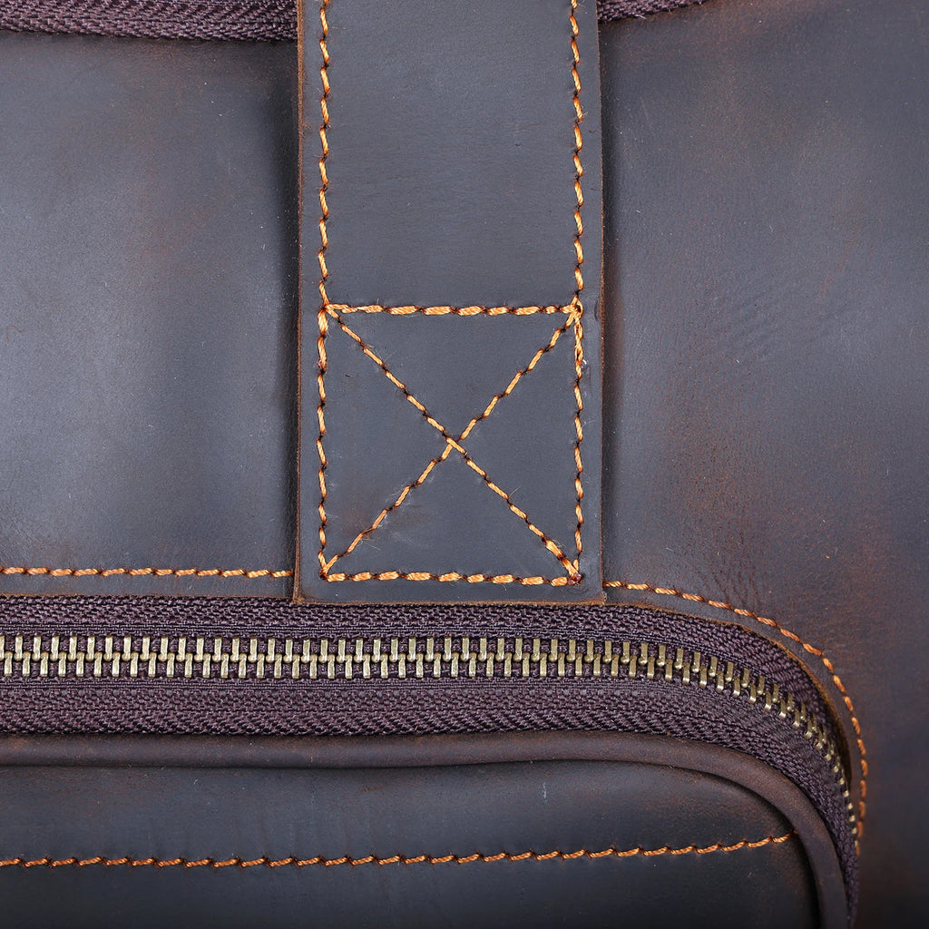 S.WORKER Bolsa de viagem vintage de couro genuíno Crazy Horse Bolsa de lona de couro masculina Bolsa de fim de semana Bolsa de ginástica Bagagem de mão
