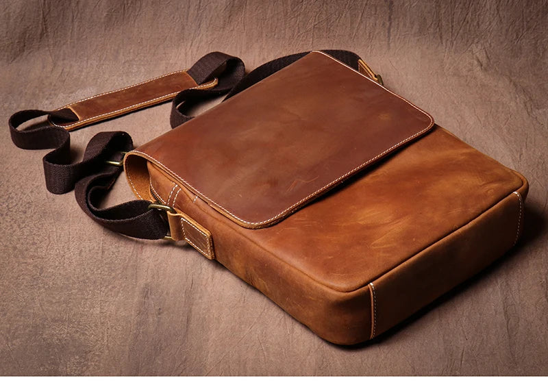 Guro bolsa de ombro de couro genuíno dos homens do vintage clássico aleta sacos do mensageiro maior qualidade luxo crossbody para 12 Polegada ipad