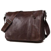 Bolsa de ombro masculina de lona militar vintage + couro genuíno, bolsa crossbody, bolsa mensageiro de lona para lazer