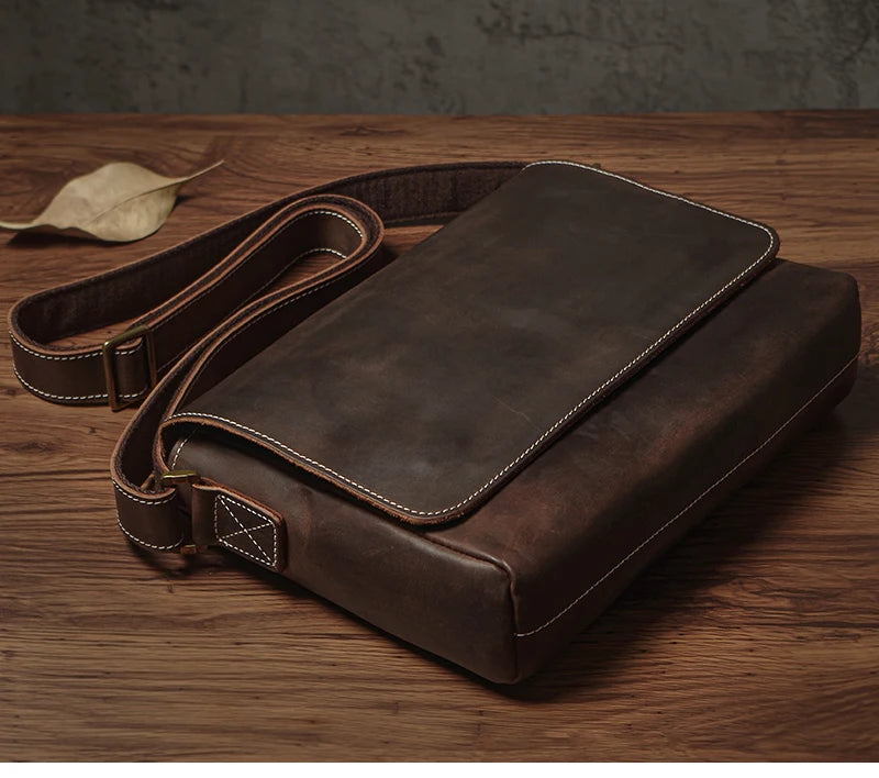 NUKA Couro Genuíno Bolsa de Ombro Retro Original Couro Horizontal Crossbody Deluxe Flap Messenger Bags Para 11 Polegada Ipad