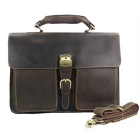 Pasta de couro genuíno de alta qualidade para homens, bolsa de negócios, couro crazy horse, grande, 17 polegadas, bolsa para laptop, porta-pasta masculina, estojo de escritório