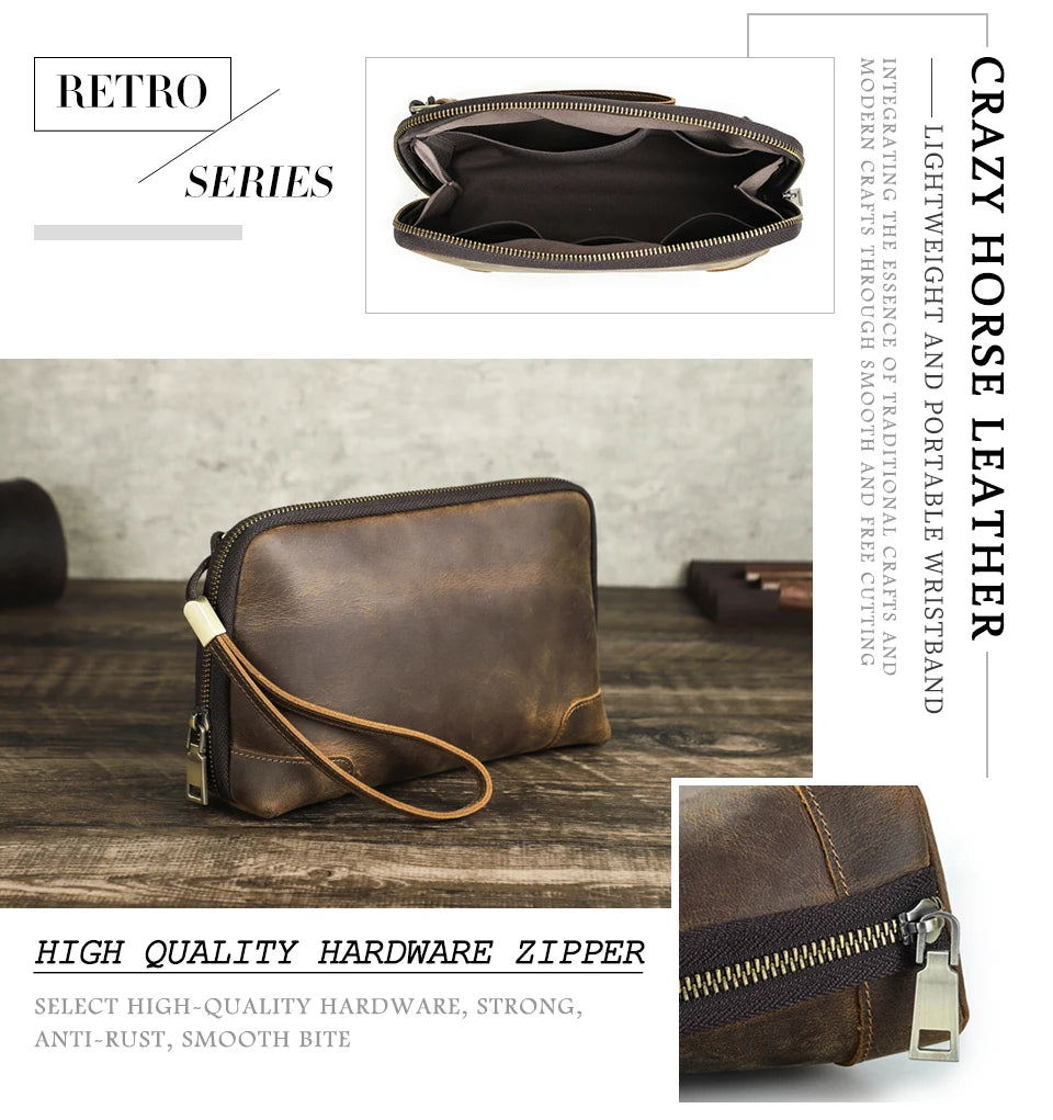 Contact's bolsa de mão de viagem masculina, carteira de couro genuíno, bolsa casual, organizador de cabo de carga, bolsa de armazenamento