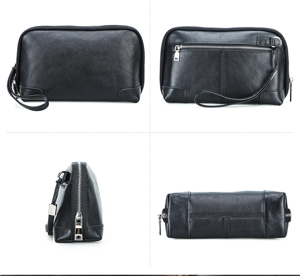 Contact's bolsa de mão de viagem masculina, carteira de couro genuíno, bolsa casual, organizador de cabo de carga, bolsa de armazenamento