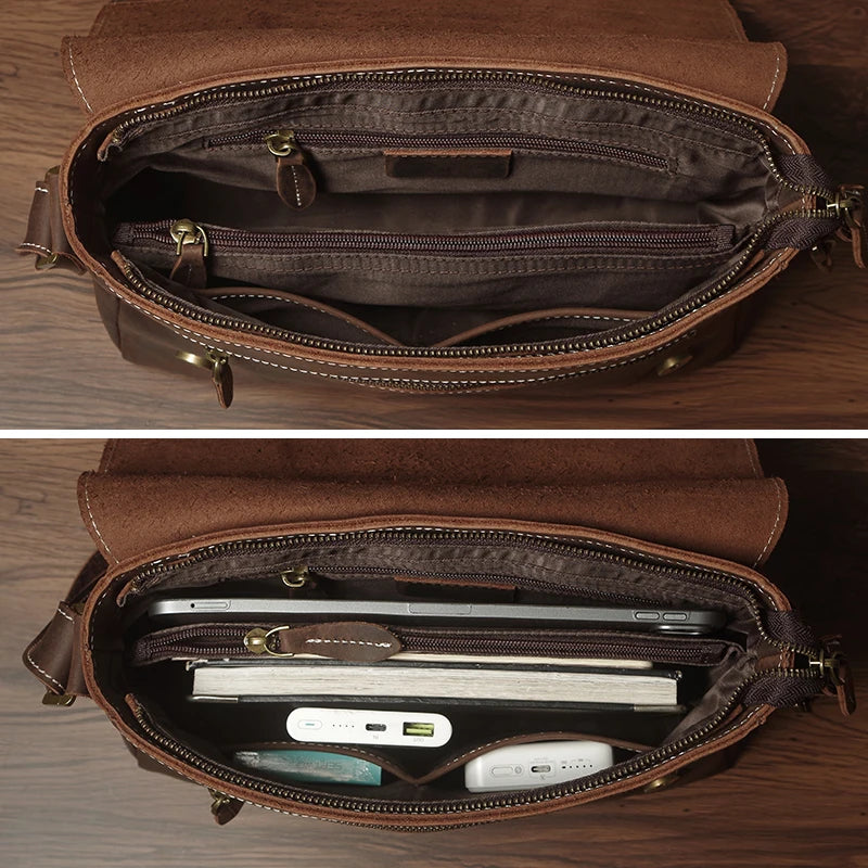 NUKA Couro Genuíno Bolsa de Ombro Retro Original Couro Horizontal Crossbody Deluxe Flap Messenger Bags Para 11 Polegada Ipad
