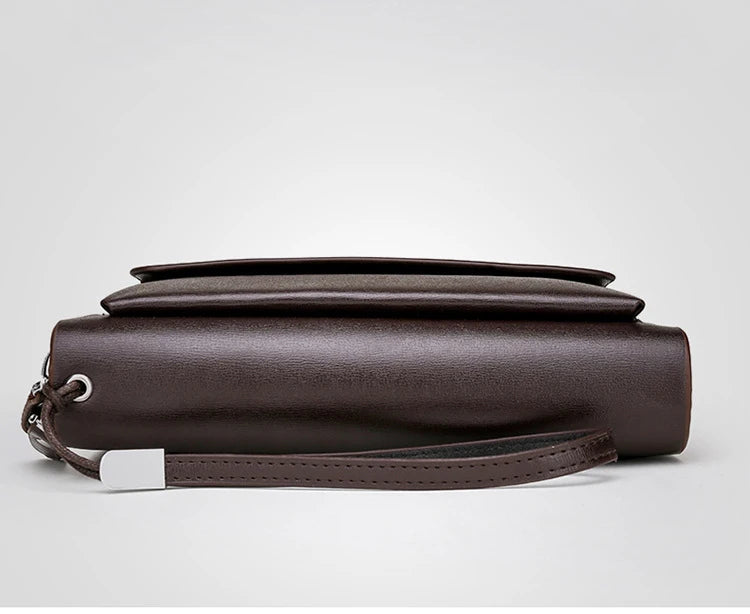 Kangaroo marca masculina bolsa de embreagem moda couro longo bolsa duplo zíper carteira negócios preto marrom masculino casual acessível saco