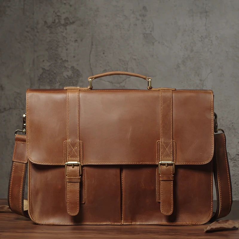 Nuka maleta executiva masculina de couro genuíno bolsa de negócios superior do vintage bolsa de ombro homem escritório portátil saco do mensageiro
