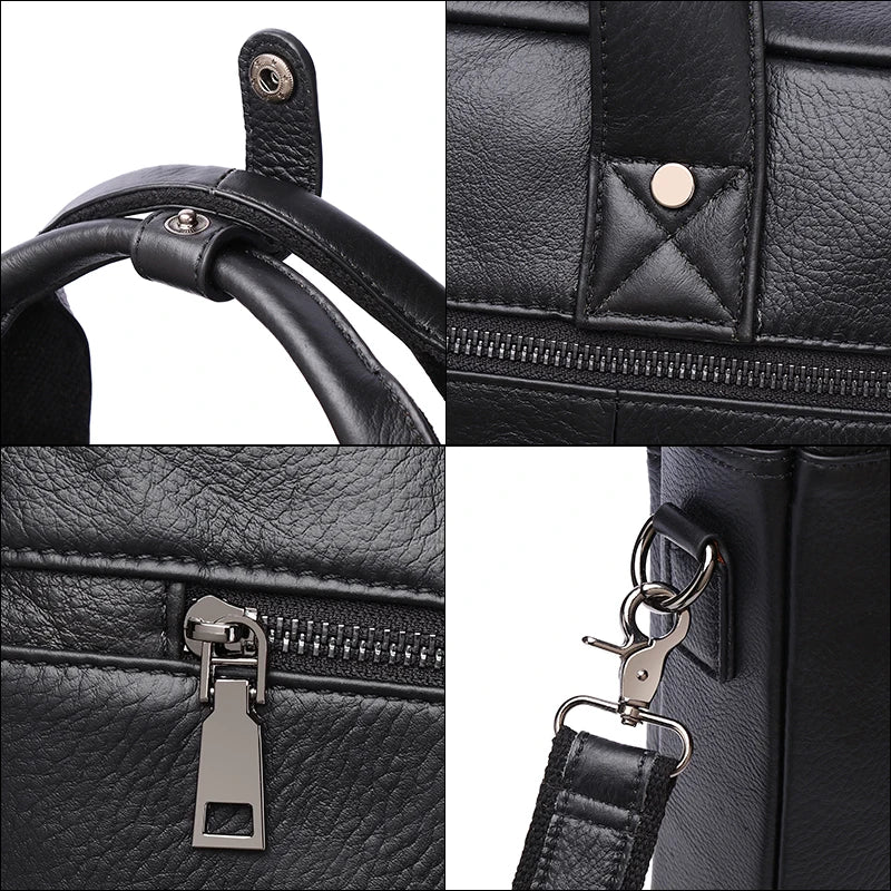 Schlatum pastas de negócios de couro genuíno preto para homens bolsas de luxo portátil maleta sacos 16 polegada saco do computador escritório