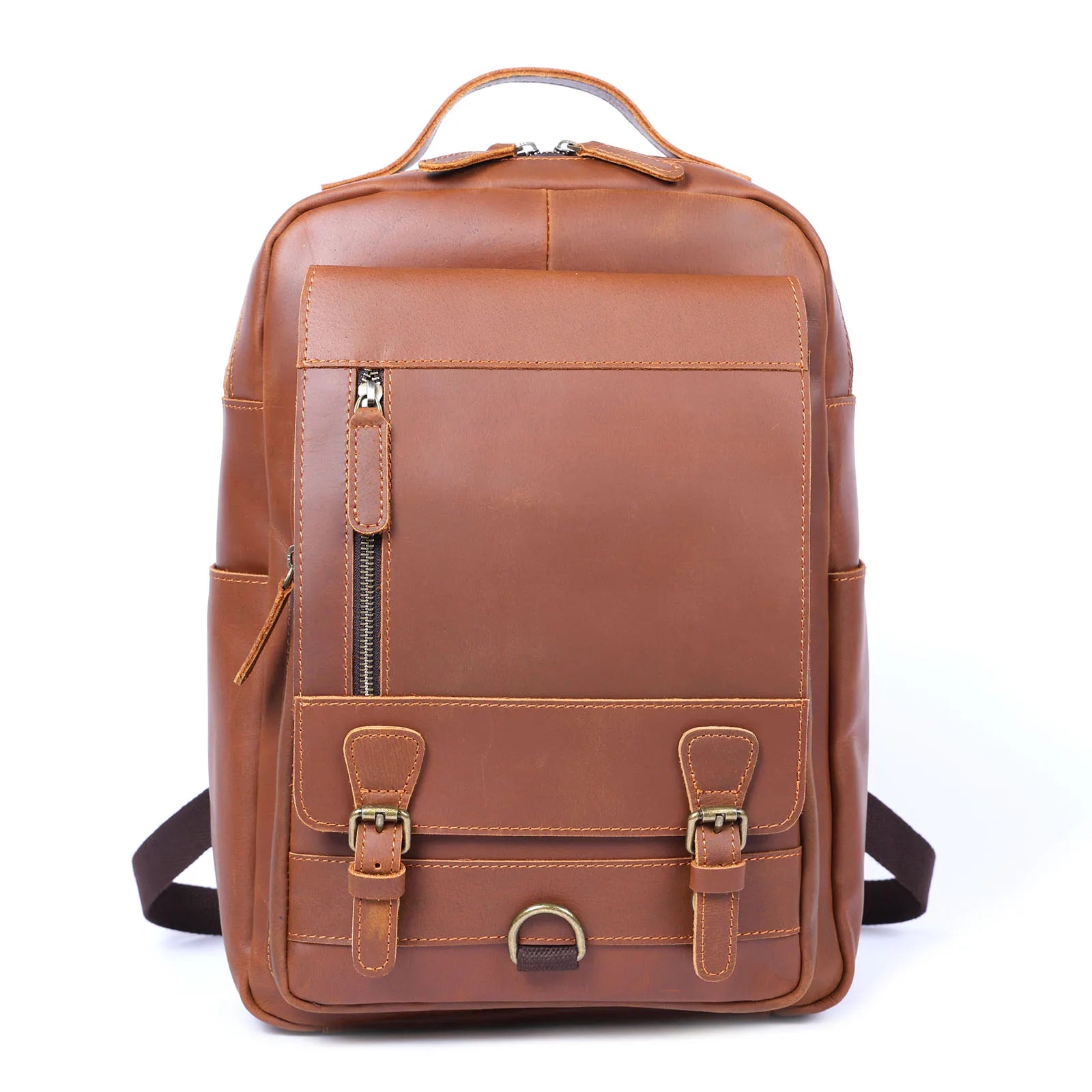 Mochila Vintage de Couro Genuíno S.WORKER, Bolsa para Laptop, Couro Crazy-horse, Mochila Escolar, Bolsa de Viagem para Fim de Semana