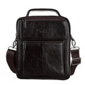 Bolsa Transversal Masculina de Couro Genuíno para Negócios, Pasta Casual de Couro Bovino, Bolsa de Mão Masculina com Alça Superior