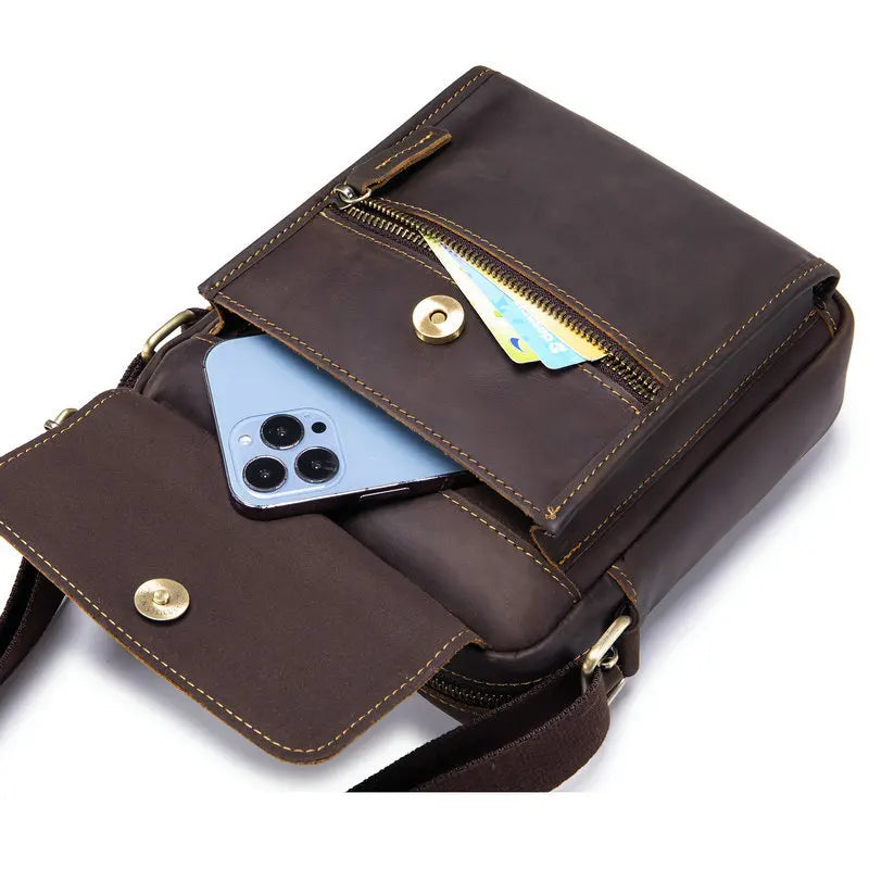 Bolsa transversal de couro legítimo, padrão Executivo!