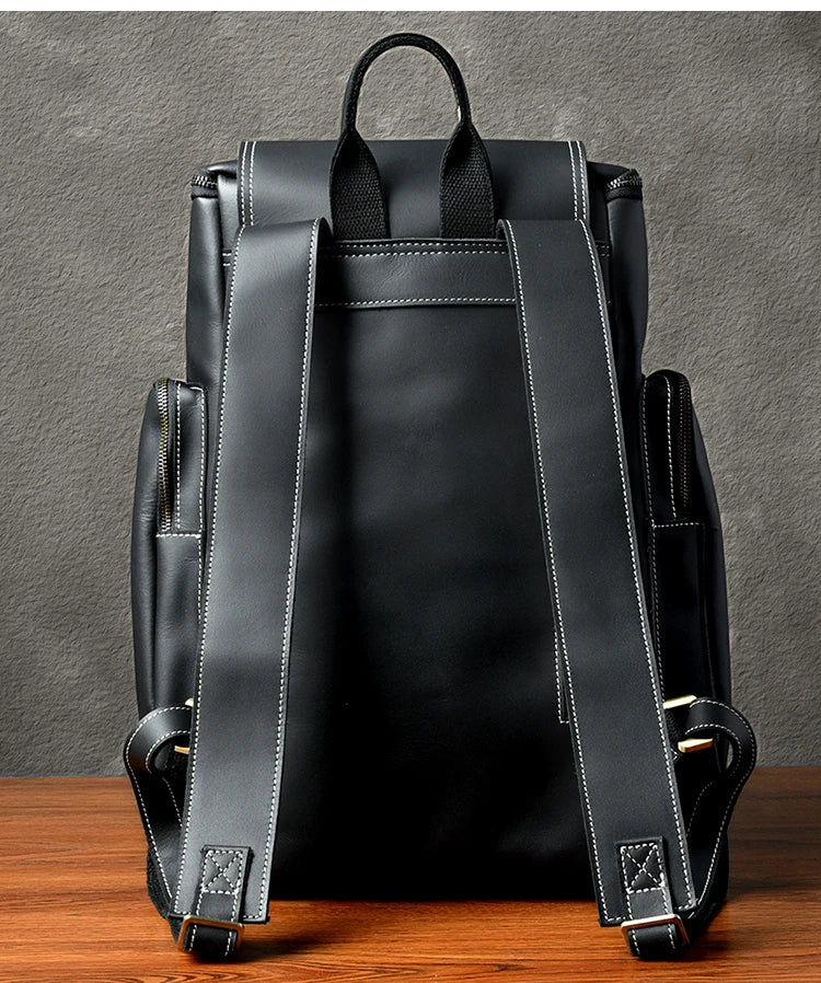 Vintage cavalo louco mochila de couro genuíno dos homens bagpack escalada mochila masculino grande caminhadas mochila m814