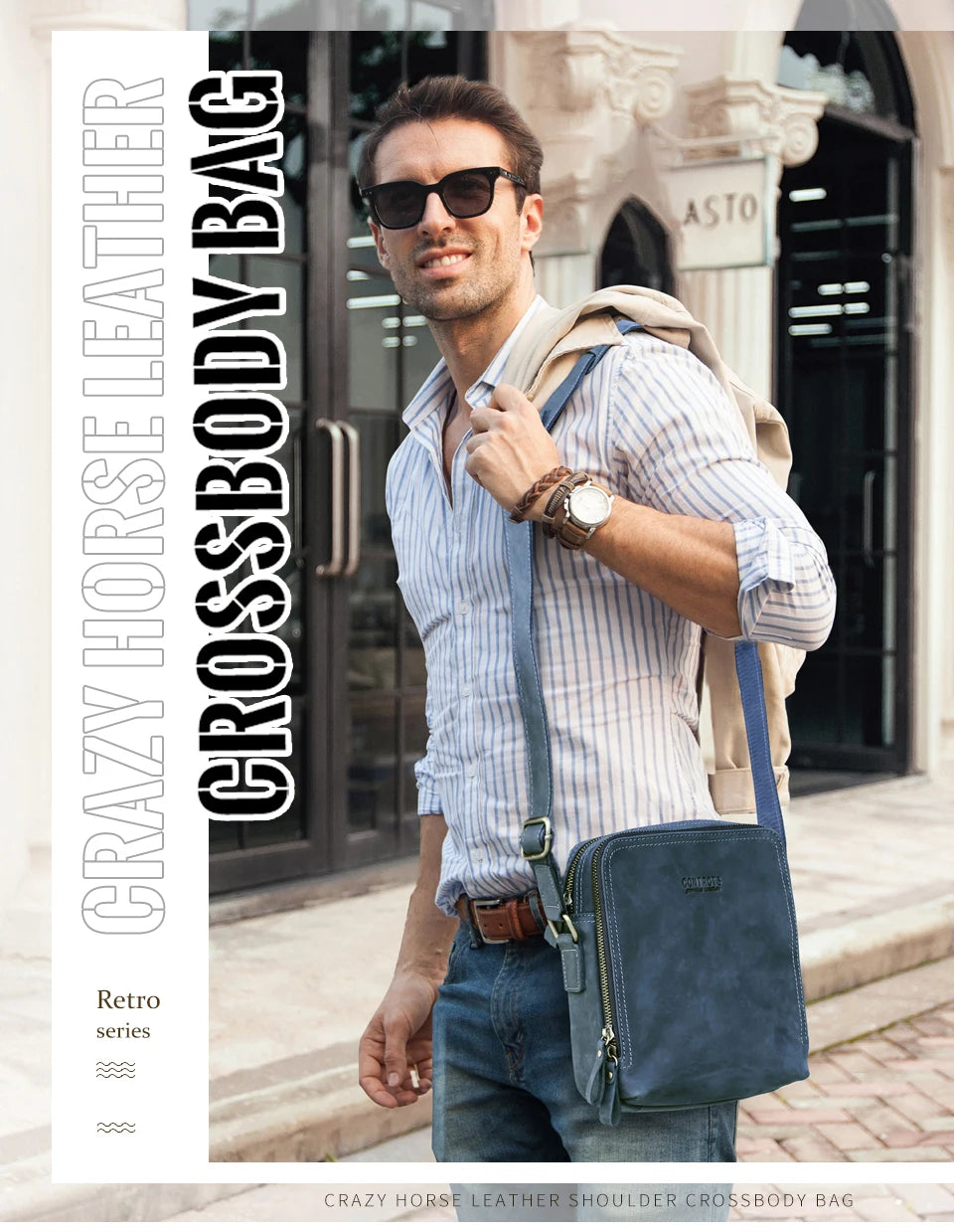 Contact's bolsa mensageiro masculina de couro genuíno, bolsa de ombro vintage para ipad mini de 7.9 polegadas, bolsa crossbody masculina de alta qualidade